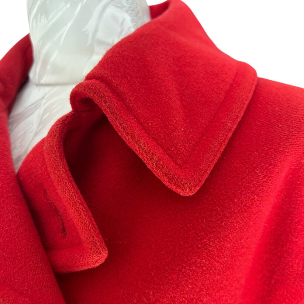 LizSport Red Wool Cashmere Pea Coat Vintage Womens Sz Large Quiet Luxury Classic - Picture 12 of 16